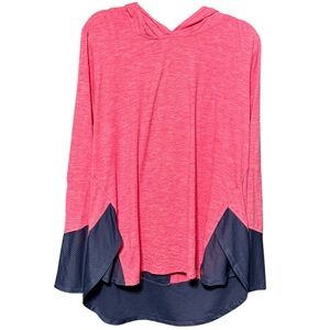 LIVI by Lane Bryant Lightweight Pink Marled Athletic Athleisure Pull On Hoodie